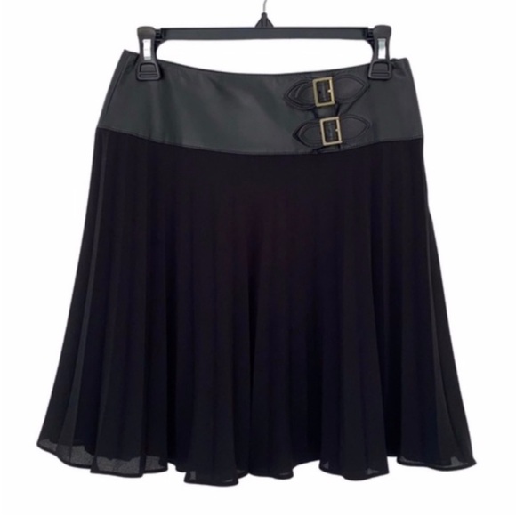 Escada Dresses & Skirts - Y2K Escada Pleated Skirt with Faux Leather 34